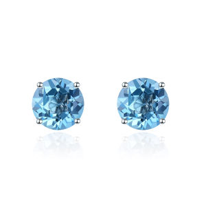 Real 925 Silver Stud Earrings for Women Birrthday Gift Genuine Green Chrome Diopside Cute Korean Garnet Amethyst Peridot Swiss Blue Topaz
