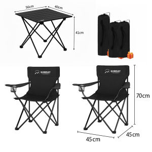 Sunday Outdoor Folding Chair Portable Table 3pcs Set (2 CHAIRS+1 TABLE)For Picnic/Beach