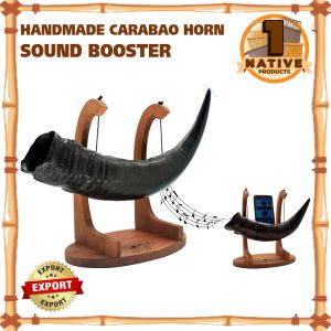 1NativeProducts Carabao Horn Sound Booster - Real Native Carabao Horn Multi - Purpose Sound Booster - Organizer - Music Amplifier - Cellphone Accessories with Laser Edge Export Quality Christmas Gifts Souvenir