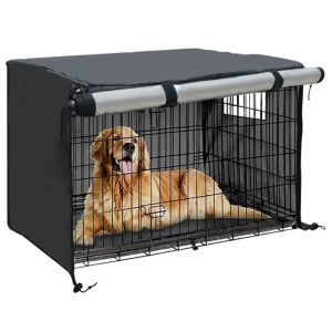 YITAQI Waterproof Dog Cage Cover Thickened Warm Oxford Cloth Wire Crate Sun Covers Dog Crate Cover Foldable Pet Kennel Cover Outdoor