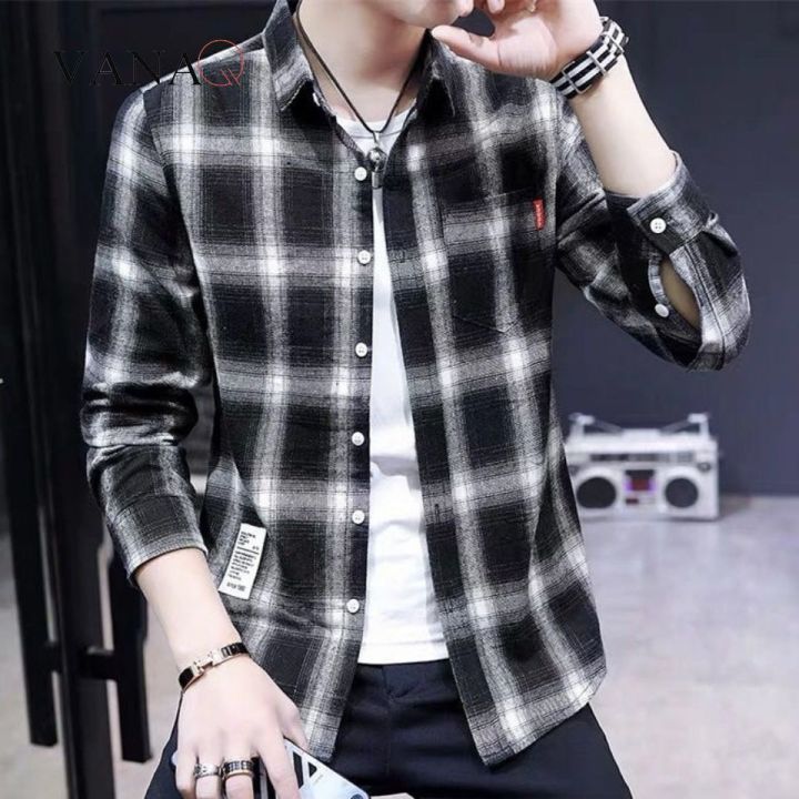 Long Sleeve Polo Shirt Black And White Checkered Polo Checkered