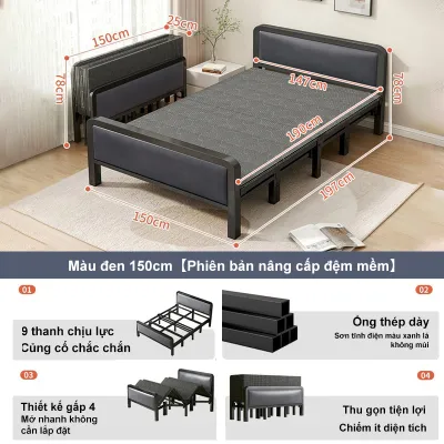 BMZAR Giường gấp dày 19m chắc chắn êm ái không cần lắp đặt dùng cho phòng ngủ/ký túc xá/phòng chứa đồ