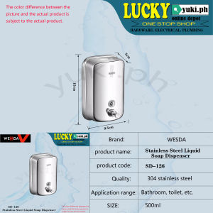 SD126 304 STAINLESS STEEL LIQUID SOAP DISPENSER WALL MOUNTED 800ML/1000ML/500ML (WESDA)