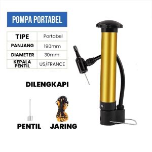 Pompa Angin Mini Portable Pompa Angin Ban Sepeda Balon Bola Kasur Serbaguna XTRA PENTIL JARING