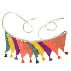 Multipurpose Cotton Crepe Cloth Fringed Bunting Nursery Decoration Birthday Party Backdrops Kids Creative