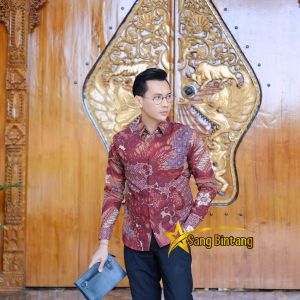Batik Sang BIntang Motif Sekar Madangkara Atasan Kemeja Baju Batik Pria Cowok Slimfit Full Furing