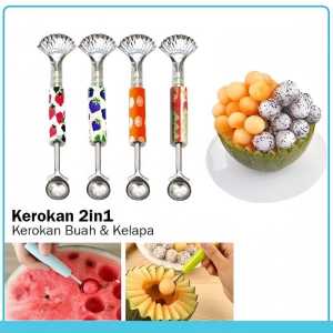 2 in 1 Alat Kerokan Buah Kerukan Kelapa Scoop Koktail Stainles Serbaguna