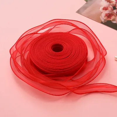 St.kunkka (Length 1meter) 40mm Sheer Chiffon Ribbon Organza Satin Ribbons Gift packaging tape for bouquet Gift packaging