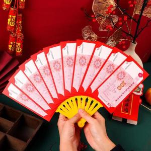 10 Slots Fan Shape Red Envelope Best Wishes Tassel Fan Shape HongBao Good Luck Chinese Style Blessing Pockets