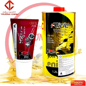 Combo Nhớt tổng hợp 100% 4T Eni I-Ride Scooter 5W-40 dành cho xe ga lon 1.2L và hộp số eni nhập khẩu Ý