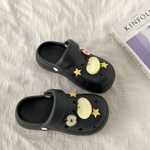 [Free Shipping] Cute Cartoon Apple Star Clogs Spring/Summer 2026 New Thick-Soled Non-Slip Dual-Wear Closed-Toe Sandals for Women