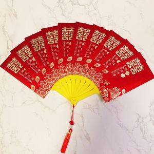 PELLETIZING 10/12 Cards Fan Design Red Envelope with Chinese Knot Traditional Spring Festival Red Wallet Gifts Packing Bags Paper God of Wealth Red Pocket Lunar New Year Gifts