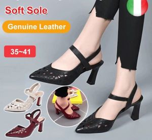 Jinli Hollow Pointed Toe Ladies Sandals Simple Heel Sandals