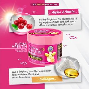 Pemutih Kulit Alpha Arbutin SPF50 UV Protection Whitening Collagen Body Serum