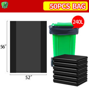 50PCS Trash Bin Bag Garbage Black 30/50/100/120/240L Leak Proof Flat Seal Thickened Enlarged Heavy Duty