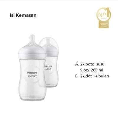 Philips Avent SCF693/23 Bottle Natural New 260 ml - Twin Pack (Putih)