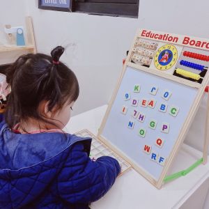 BẢNG HỌC NAM CHÂM CHO BÉ  bảng nghép nam châm cho bé  Bảng gỗ 2 mặt thông minh kèm bộ chữ và số nam châm SGT cho bé