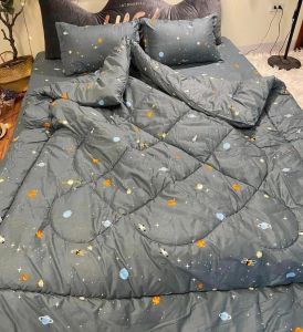 Bộ chăn Ga Gối phao 5 món cotton poly  set phao thu đông mới nhất Hoạ Tiết sang chảnh đầy đủ kích thước lựa chọn - [VỊT HỒNG]