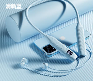 หูฟังบลูทูธสากลไร้สายพร้อมไมโครโฟนกันน้ำคอในชุดหูฟังบลูทูธแบตเตอรี่อายุการใช้งานยาวนานจอแสดงผลดิจิตอลแบตเตอรี่ขนาดใหญ่หูฟังออกกำลังกายไร้สายเกมลดเสียงรบกวนชุดหูฟังคาราโอเกะสด