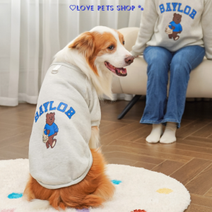 Áo cho Chó mèo giữ ấm bằng vải nỉ bông kèm khoen móc dây dắt BAYLOR (mẫu mới) - Love Pets Shop