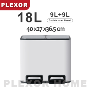 Plexor Dual Compartment Recycling Kitchen Step Trash Can with Removable Buckets and Lids 18L/24L/40L/50L Stainless Steel Pedal Recycle Bin with Inner Buckets Rectangular Hands-Free Kitchen Trash Can Soft Close Fingerprint Resistant Rubbish Bins