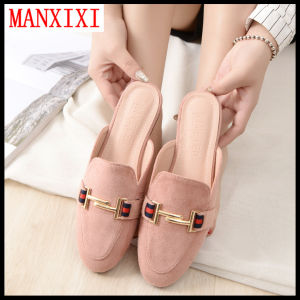 MANXIXI Brand Korean Version Flat Slippers Big Size Slip On Mules Sandals For Women (32-44 Size)