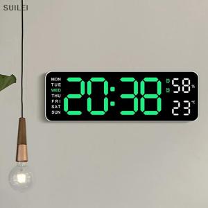 【Flash Sale】COD Large Digital Wall Clock Temperature And Humidity Week Display Brightness Adjustable Electronic LED Table Alarm Clock