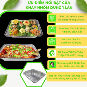 [HCM]Bộ 100 -200 Khay Nhôm 3500ml Nắp Nhựa Trong Dùng Đựng Thực Phẩm Lẩu Hải Sản Cho Nhà Hàng Cao Cấp