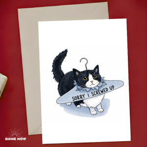 Funny Sorry Card Cat Apology Card Cute Sorry I Messed Up Card for Girlfriend Boyfriend Greeting Card