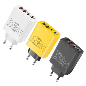 120W Double PD Double USB Port Rapid Charging Block EU Plug Type C USB Wall for Phone Tablet Fast Power Adapter