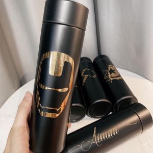 [ IronMan + Your Name ]  Superhero Iron man Led thermos flask Personalized Customize hadiah Birthday gift super hero