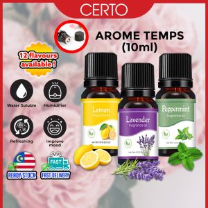 CERTO Fragrance Essential Oil Water Soluble Natural Plant 10ML Glass Dropper Bottle for Air Humidifier Aromatherapy Fragrance Perfume Freshener Minyak Esensial Pati Aromaterapi 香薰精油