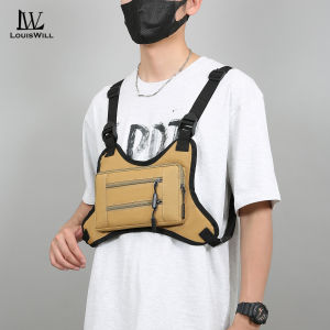 LouisWill Mens Chest Bag Cycling Vest Bag Outdoor Hiking Bag Waterproof Phone Bag Multifunctional Travel Shoulder Bag Lightweight Sports Fitness Backpack Casual Bag