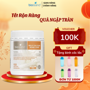 Viên bổ sung canxi sữa Bioisland Milk Calcium Bone Care 150 viên hỗ trợ sự phát triển hệ xương và răng