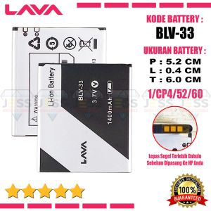 Baterai Battery Original LAVA BLV-33 BLV33 Compatible Hp Jadul Iris 510 Xolo A550 4G LTE Ukuran Batre Panjang 5.2cm x Lebar 0.4cm x Tinggi 6.0cm
