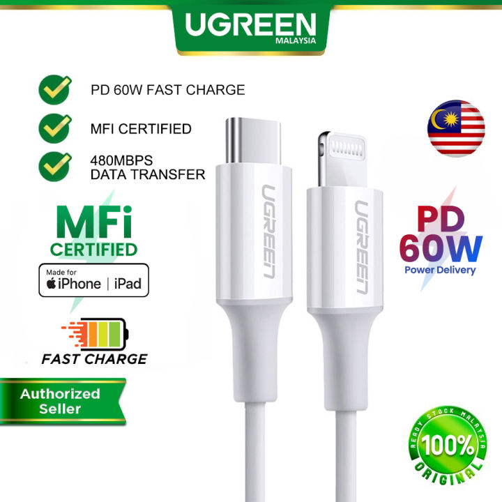 UGREEN MFi PD 60W USB C To Lightning Fast Charging Charge Cable