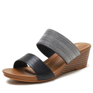 Giày dép nữ dép nữ đế xuồng 5.5cm hãng XianLV có quai ngang da ánh kim sang trọng thanh lịch đế chống trơn trượt tốt