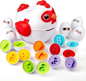 Easter Egg Matching Game for Toddlers - Educational Color & Shape Recognition Toy 12-Piece Set    Easter Basket Stuffers for Kids