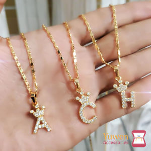 Kalung Liontin Alfabet Huruf A - Z Terbaru Mahkota Kalung Huruf Seperti Emas awet Tahan Lama Dan anti karat Atau Pun Luntur Harga Termurah Kulitas Premium COD Bayar Di Tempat