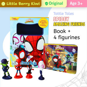 Marvel Spidey & his Amazing Friends Spiderman Tattle Tales | Book + 4 figurines toy | Age 3+ | spider-man Bedtime gift