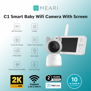 Meari C1 3MP 2K Indoor 360° PTZ  Smart Baby Wifi CCTV Camera Night Vision free cloud storage Supported