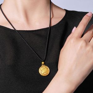 KING WEALTH NECKLACE Jewelry 18K Saudi Gold Plated Lucky Money Necklace for Women Men