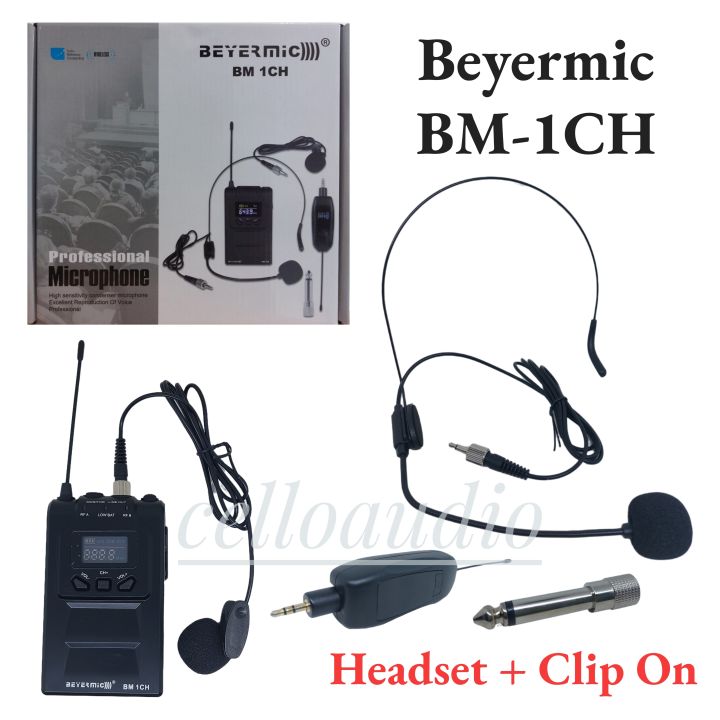 Mic Wireless Beyermic BM 1CH Microphone Clip On Headset Mic