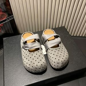 Free Shipping Polka Dot Bow-Knot Slip-On Sandals For Women 2026 New Autumn Collection With Hidden Heel