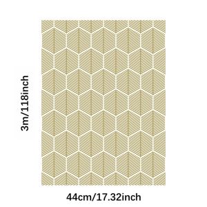 44cm*10m Gold Stripes Wall Paper Gold and White Geometric Wallpaper Peel and Stick Wallpaper Sticker Hexagon Wallpaper Vinyl Film Contact Paper Drawer Decorative
