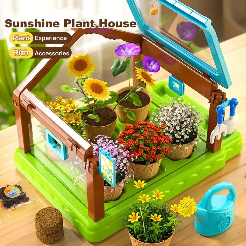 Children Mini Garden Green House Indoor Planting Sun Room Science