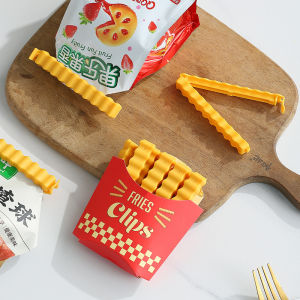Vision 12Pcs Household Sealed Clips 12 Cute French-Fries-Shaped Bag Clips To Seal Opened Food Packages Fun Bag Clips for Food in A Adsorbable Box Keep Food Fresh and Organized Cute Kitchen Accessories