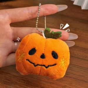 5Pcs Funny Halloween Plush Keychain Pumpkin Head Kawaii Cartoon Plush Pendant Decoration Soft Furry Bag Pendant Gift Giving