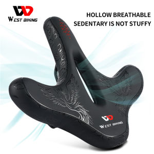 WEST BIKING Bicycle Saddle with Tail Light Widen Thicken Cushion MTB Road Bike Saddle Soft Breathable Safety Cycling Seat