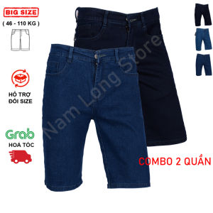Quần Lững Jean Nam COMBO 2 Quần Vải Jean Cotton Co Giãn Thoải Mái Big Size Túi Ngang
